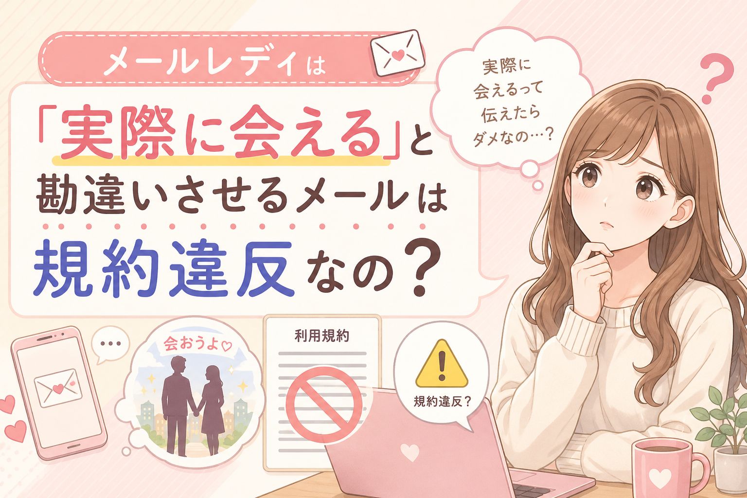 メールレディは「実際に会える」と勘違いさせるメールは規約違反なの?