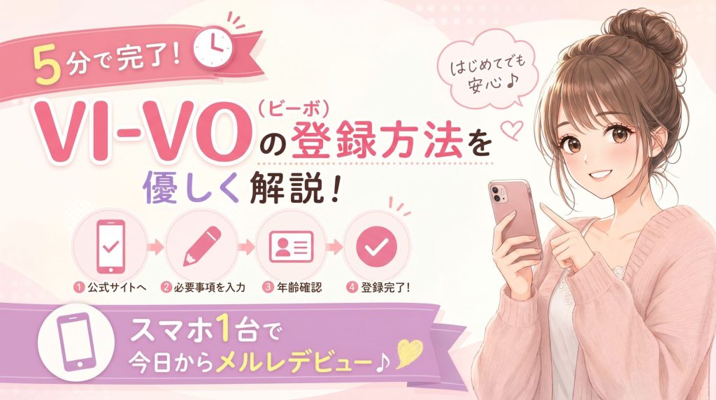 【5分で完了！】VI-VO（ビーボ）の登録方法を優しく解説！スマホ1台で今日からメルレデビュー♪