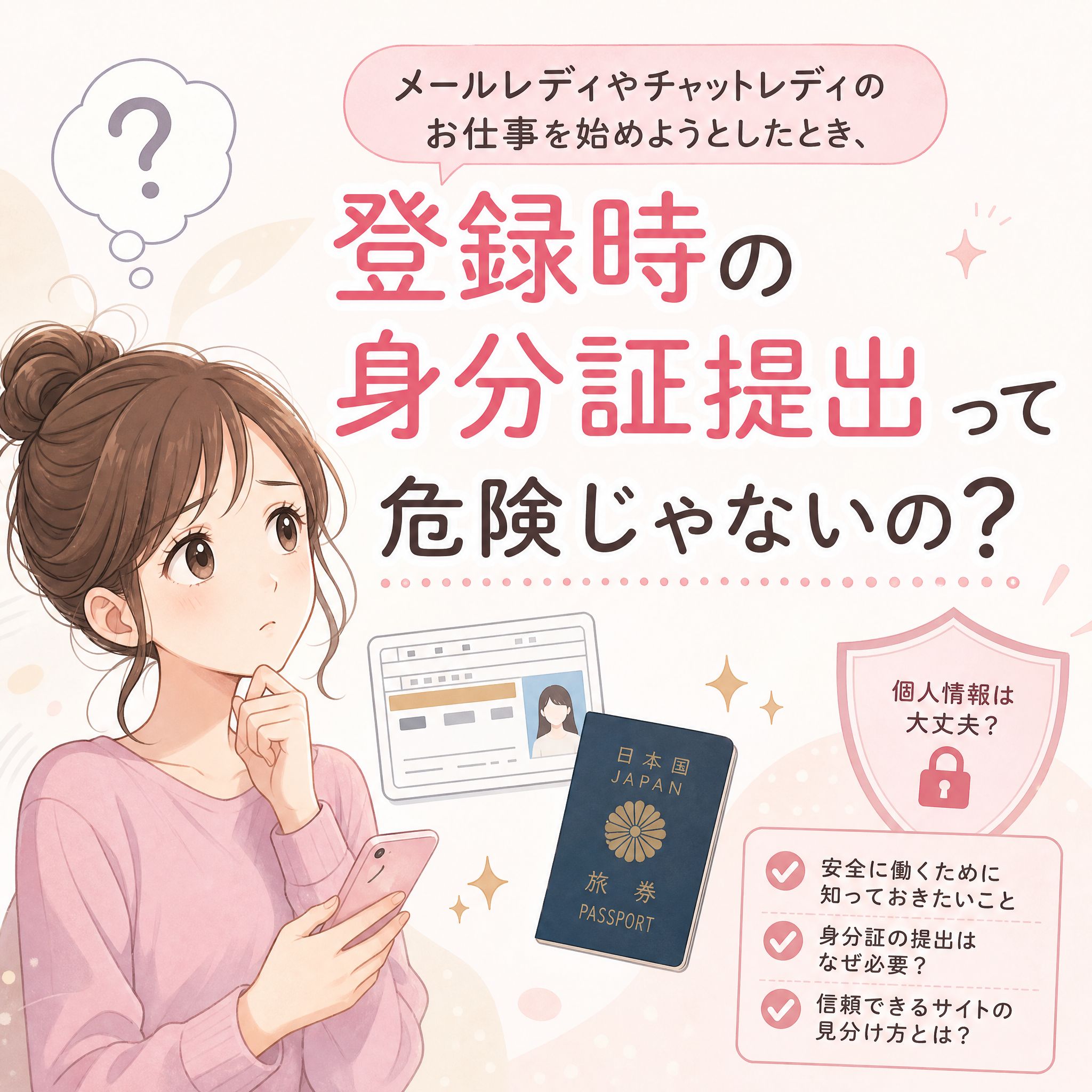メールレディやチャットレディのお仕事を始めようとしたとき、【登録時の身分証提出】って危険じゃないの?
